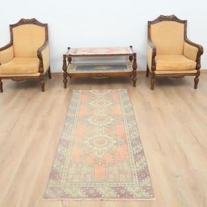 3x7 Runner Rug,3x7 Hallway Rug,3x7 Turkish Rug,3x7 Oushak Rug,Faded Rug,Neutral Rug,Soft Pale Rug,Turkish Runner Rug,Living Room Rug,B-727