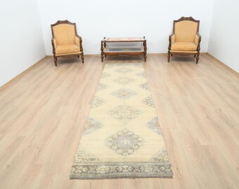 3x12 Vintage Rug, Stair Rug, Boho Runner Rug, Entryway Rug, 3x12 Turkish Rug, 3x12, Runner Rug, Wool Runner Rug, 3x12 Oushak Runner, B-2301