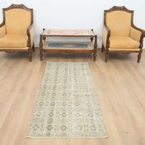 Turkish Runner Rug, Runner Rug, Hallway Rug, Handmade Rug, Oushak Runner Rug, Wool Runner Rug, Vintage Runner Rug, Kitchen Rug, Rugs, B-3507