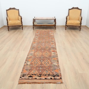 3x11 Runner Rug,3x11 Turkish Rug,3x11 Oushak Rug,3x11 Vintage Rug,3x11 Entry Rug,Kitchen Rug,Anatolian Rug,3x11 Handmade Rug,Turkish ,B-2395