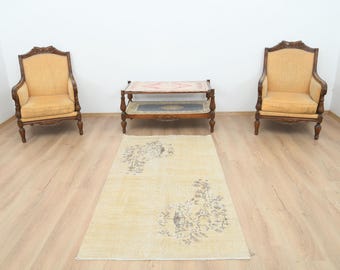 3x6 Rug,3x6 Turkish Rug,3x6 Oushak Rug,Neutral Rug,Anatolian Rug,3x6 Handmade Rug,Faded Area Rug,Living Room Rug,Neutral Rug,Organic,S-2031