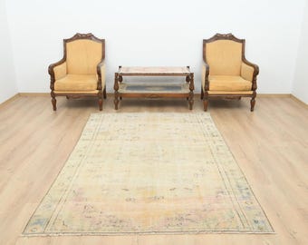 Area Rug, Turkish Rug, Oushak Rug, Wool Rug, Handmade Rug, Anatolian Rug, Antique Rug, Neutral Rug, Vintage Rug,5x8 Rug,5x8 Area Rug, S-3114