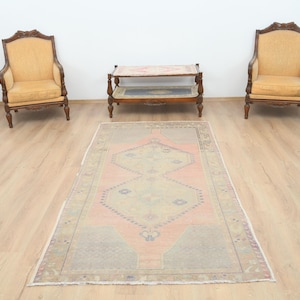 4x8 Rug,4x8 Oushak Rug,4x8 Faded Rug,4x8 Turkish Rug,Anatolian Rug,4x8 Handmade Rug,Turkey Rug,Living Room Rug,Oushak Vintage Rug,A-260