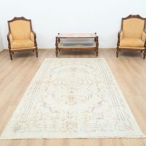 5x9 Rug,5x9 Vintage Rug,5x9 Oushak Rug,Neutral Rug,Anatolian Rug,5x9 Handmade Rug,Faded Area Rug,Soft Vintage Rug,Living Room Rug,N-23