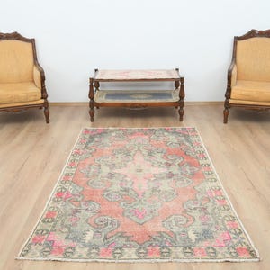 4x7 Rug, Antique Rug, 4x7 Oushak Rug, Bedroom Rug, 4x7 Vintage Rug, Wool Rug, 4x7 Turkish Rug, Vintage Rug, Handmade Rug, Turkey Rug, A-467