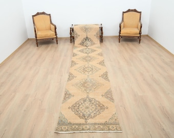 Long Runner Rug, Stair Rug, Runner Rug, Wool Runner Rug, Oushak Runner Rug, Turkish Runner Rug, Vintage Runner Rug, Handmade Runner, M-592