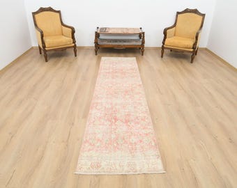 3x10 Runner Rug, Wool Runner Rug, Oushak Runner Rug, Turkish Runner Rug, 3x10 Oushak Rug, Runner Rug, 3x10 Turkish Rug, Entry Runner, B-2771