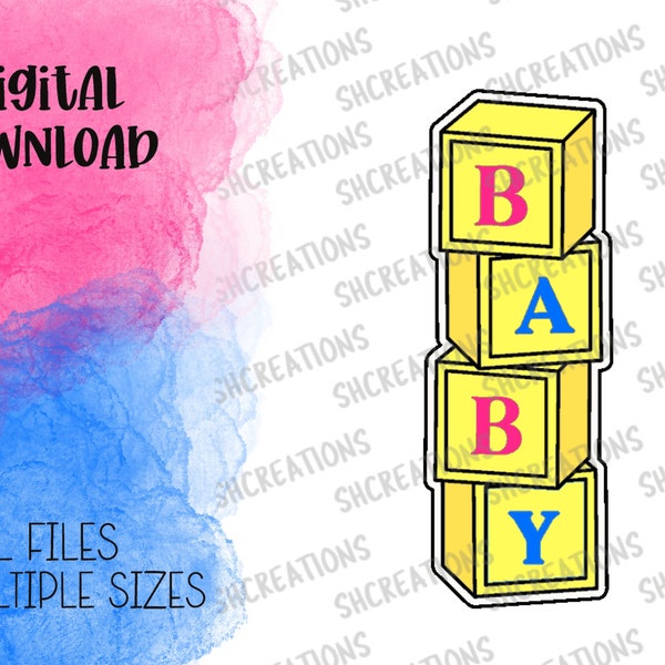 Baby Blocks Cookie Cutter and Fondant Stamp STL - DIY Baby Shower Cookies - 3D Printing Template