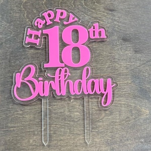 Topo de bolo em camadas de aniversário de 18 anos SVG, arquivo de corte SVG de aniversário, topper de aniversário, topper de bolo flutuante, topper de bolo a laser, topper de bolo acrílico