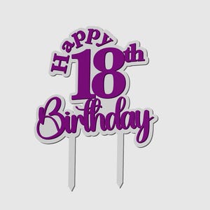 Happy Birthday cake-topper STL, 3D-print cake-topper, verjaardagstaart-topper STL, 18e verjaardag cake-topper, 3D-geprinte cake-topper,