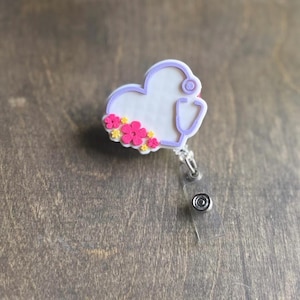 3D Badge Topper STL, Frühling Stethoskop Badge Reel Topper STL - 3D Druckdatei für Krankenschwestern, Florales medizinisches Accessoire