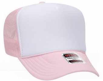 OTTO CAP 5 Panel Light Pink and White // Leave blank // Sublimation // Embroidery // Vinyl