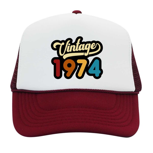 Vintage 1974 Retro Style Trucker Hat // 1974 // Unbeatable Quality and Price // Fifty // Birthday Celebration // Big 50