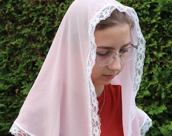 Blush Chiffon Rounded Veil