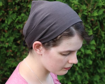 Warm Grey Cotton Knit - 8 inch Headband Headcovering