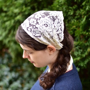 Corded Lace - 7 inch Headband//Headwrap//Headcovering//Headscarf - Silver Stitching Co