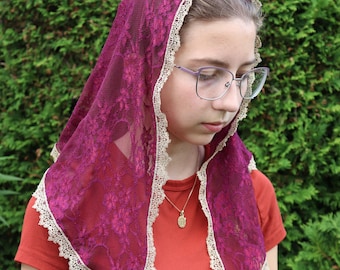 Burgundy Triangle Shape Veil