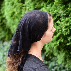 Lace Triangle Shape Kerchief Veil - Small Size - Headcovering - Headscarf - Chapel Veil - Mantilla - Silver Stitching Co