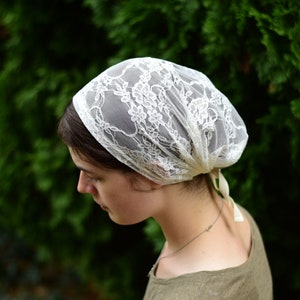 Stretch Lace - Full Coverage Headband//Headwrap//Headcovering//Headscarf - Silver Stitching Co