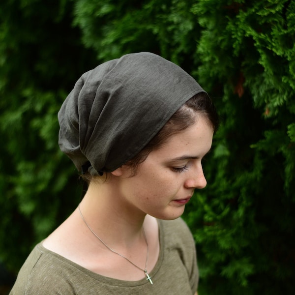 100% Linen - Full Coverage Headband//Headwrap//Headcovering//Headscarf - Silver Stitching Co