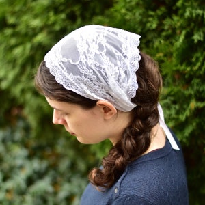Stretch Lace - 9 inch Headband//Headwrap//Headcovering//Headscarf - Silver Stitching Co