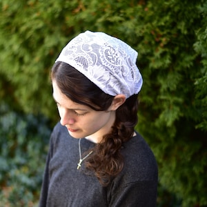 Stretch Lace - 10 inch Headband//Headwrap//Headcovering//Headscarf - Silver Stitching Co