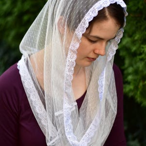 Velo infinito de tul ligero - Para cubrir la cabeza - Pañuelo para la cabeza - Velo de capilla - Mantilla - Silver Stitching Co