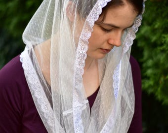 Lightweight Tulle Infinity Veil - Headcovering - Headscarf - Chapel Veil - Mantilla - Silver Stitching Co