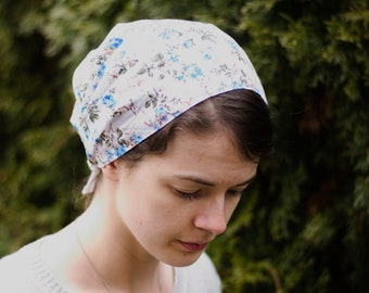 Cotton Florals - Full Coverage Headband//Headwrap//Headcovering//Headscarf - Silver Stitching Co