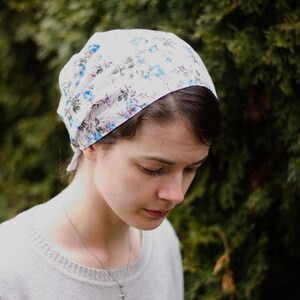 Cotton Florals Full Coverage Headband//Headwrap//Headcovering//Headscarf Silver Stitching Co image 1