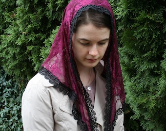 Burgundy Triangle Shape Veil