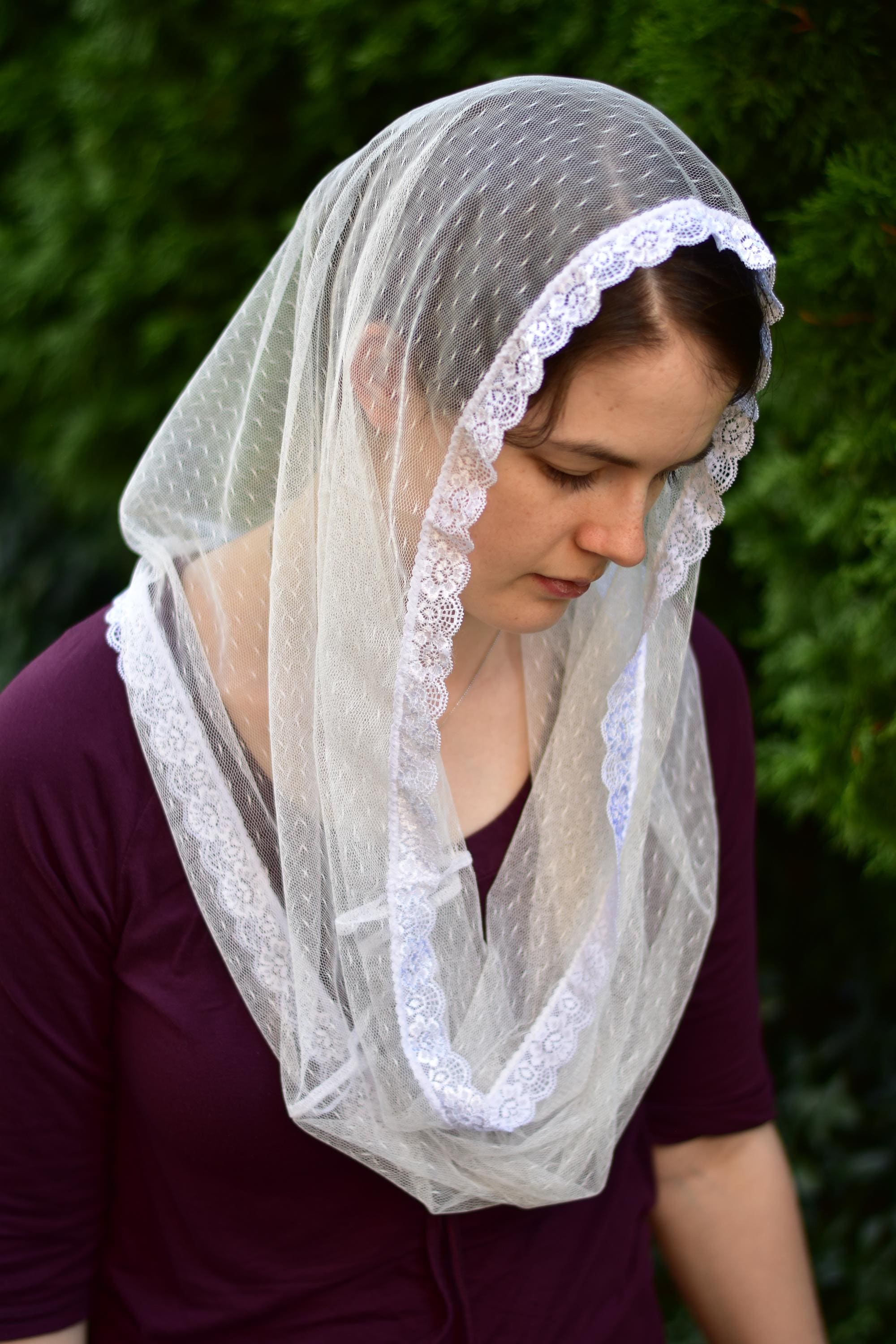 Velo infinito de tul ligero - Para cubrir la cabeza - Pañuelo para la cabeza - Velo de capilla - Mantilla - Silver Stitching Co