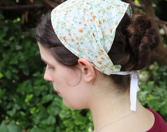 Golden Yellow Cotton Floral - 6 inch Headwrap Headcovering