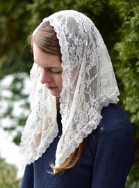 Lace Triangle Shape Kerchief Veil - Small Size - Headcovering - Headscarf - Chapel Veil - Mantilla - Silver Stitching Co