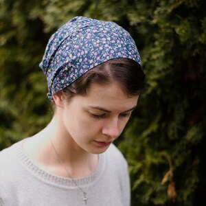 Cotton Florals Full Coverage Headband//Headwrap//Headcovering//Headscarf Silver Stitching Co image 4