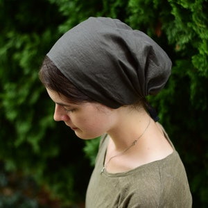 Linen Full Coverage Headwrap//Headcovering//Headscarf Silver Stitching Co image 3