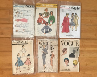 Lot of Vintage 1970's Sewing Patterns - Style 1204; Simplicity 6228, Style 2240, Advance 7962, Vogue 9416, Vogue 9093