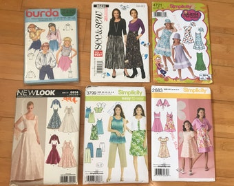 Lot de patrons de couture vintage des années 2000 - Burda 8410, See&sew B6234, Simplicity 4721, New Look 6614, Simplicity 3799, Simplicity 2683