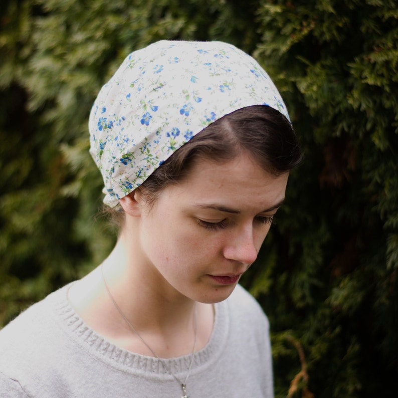 Cotton Florals Full Coverage Headband//Headwrap//Headcovering//Headscarf Silver Stitching Co image 3