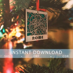 Rome Italië stad kerstboom speelgoed bestand voor laser gesneden instant download svg dxf vector graphics stad auto CAD moderne inrichting 2 lagen kaart
