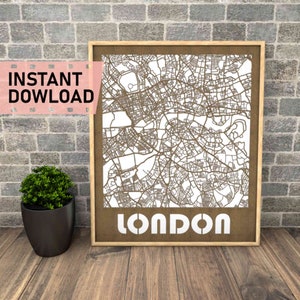London Großbritannien Datei für Laser cut instant download svg dxf eps crd vektor graphics city auto CAD moderne Deko Dekoration Landkarte Kunst Holz