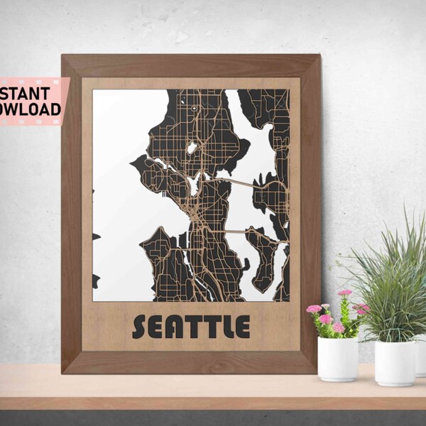 Laser Cut Seattle Map Etsy