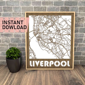 Liverpool, United Kingdom file for laser cut instant download svg dxf eps crd vector graphics city auto CAD modern decor decoration map art