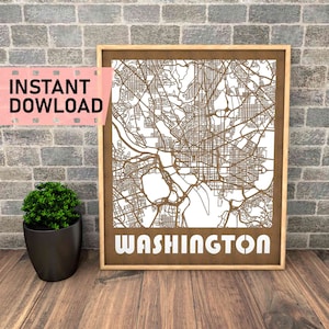 Washington, D.C. bestand voor laser gesneden instant download svg dxf eps crd vector graphics stad auto CAD moderne decor decoratie voor het snijden van hout