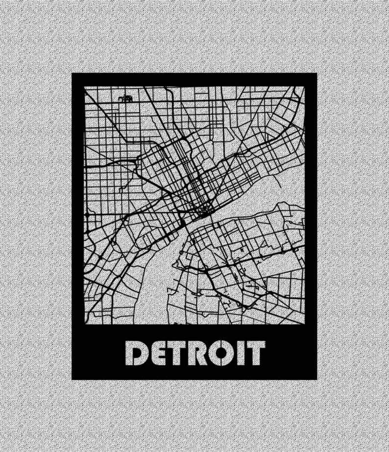 Detroit Michigan Land and Roads Map File Laser Cut Instant Download Svg