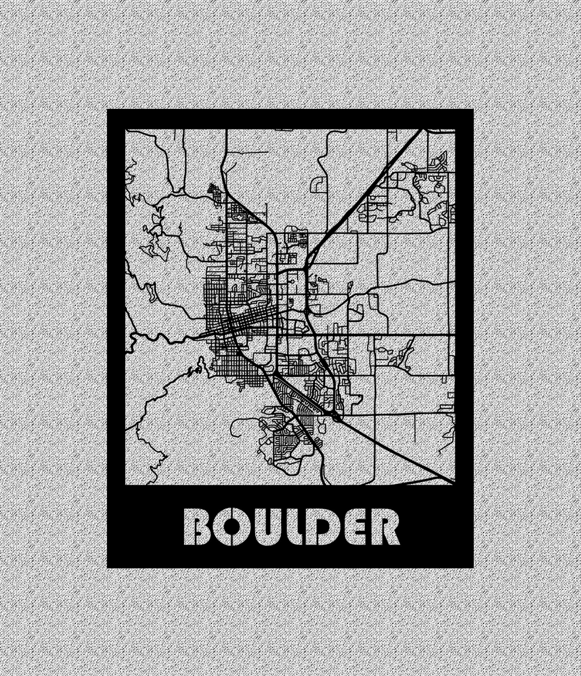 Boulder, CO Land and Roads Map File for Laser Cut Instant Download Svg ...