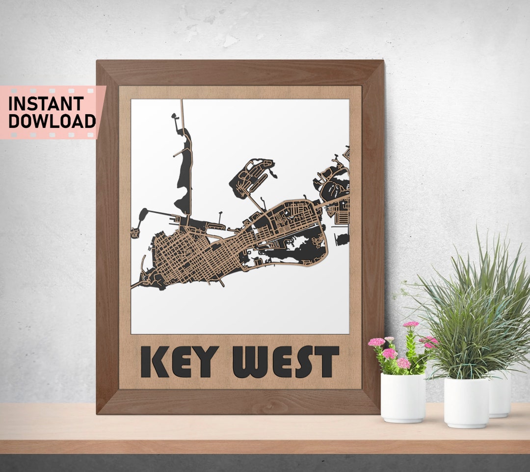 Key West Land and Roads Map File for Laser Cut Instant Download Svg Crd