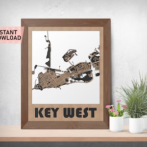 Key West Land en Wegen kaartbestand voor laser gesneden instant download svg crd dxf vector graphics staat auto CAD moderne decor decoratie snijden