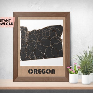 Oregon Land and Roads map file for laser cut instant download svg crd dxf vector graphics state auto CAD modern decor decoration cutting