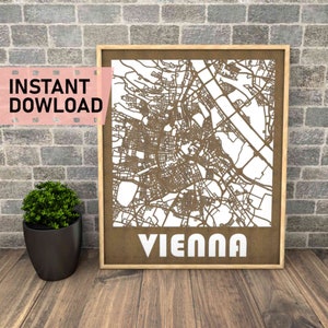 Viena Austria archivo para corte láser descarga instantánea svg dxf eps crd gráficos vectoriales ciudad auto CAD decoración decoración moderna mapa arte madera